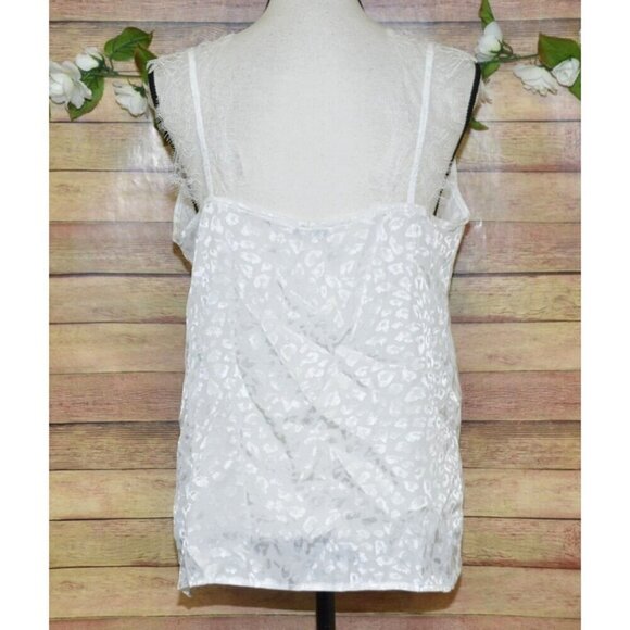 Jodifl White Lace Cheetah Print Tank Top Size M V Neck Slinky Festival Sexy - Picture 8 of 12